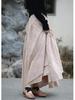 25 Small Warm Spring-Summer All-Cotton Irregular Swing Long Skirt, Literary Cotton-Linen Half-Body Skirt with Elastic Waist, Retro Style