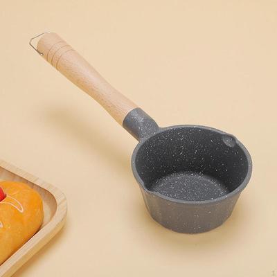 Süt Tavası Tereyağı Isıtıcısı 11cm Düz 280ml Ahşap Saplı Mini Pişirme Tencere Gazlı Ocaklar İçin Yapışmaz