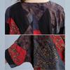 Summer Vintage Cotton Linen Women's Blouse Retro Mother Summer Short-sleeved T-shirt Printed Pullover Shirt