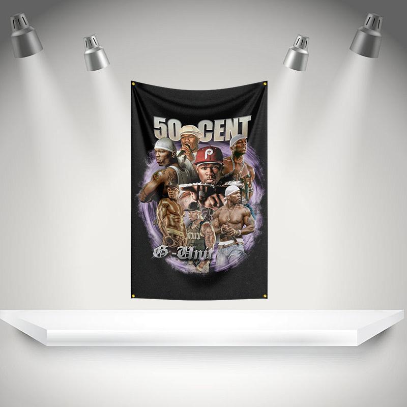 50 C-cents Flag Rock Music Band Banner HD Printing Tapestry Exhibition, Music Band Fans, Garage Decor