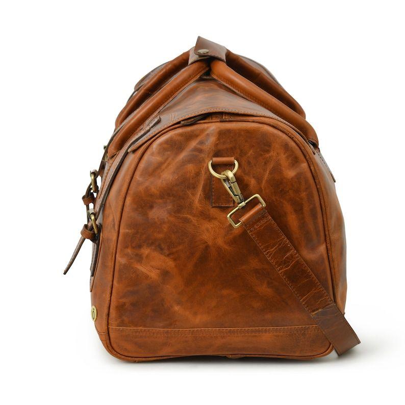 Leather Duffle Bag: Handmade Brown Weekender Travel Bag
