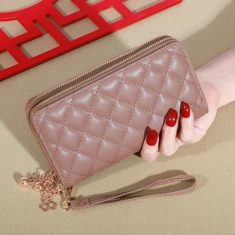 Long Women Wallet Purses Tassel Coin Holder_arge Capacity Double Zipper Pu LeatherCard Multilayer Storage Moneyclip Clutch Bag