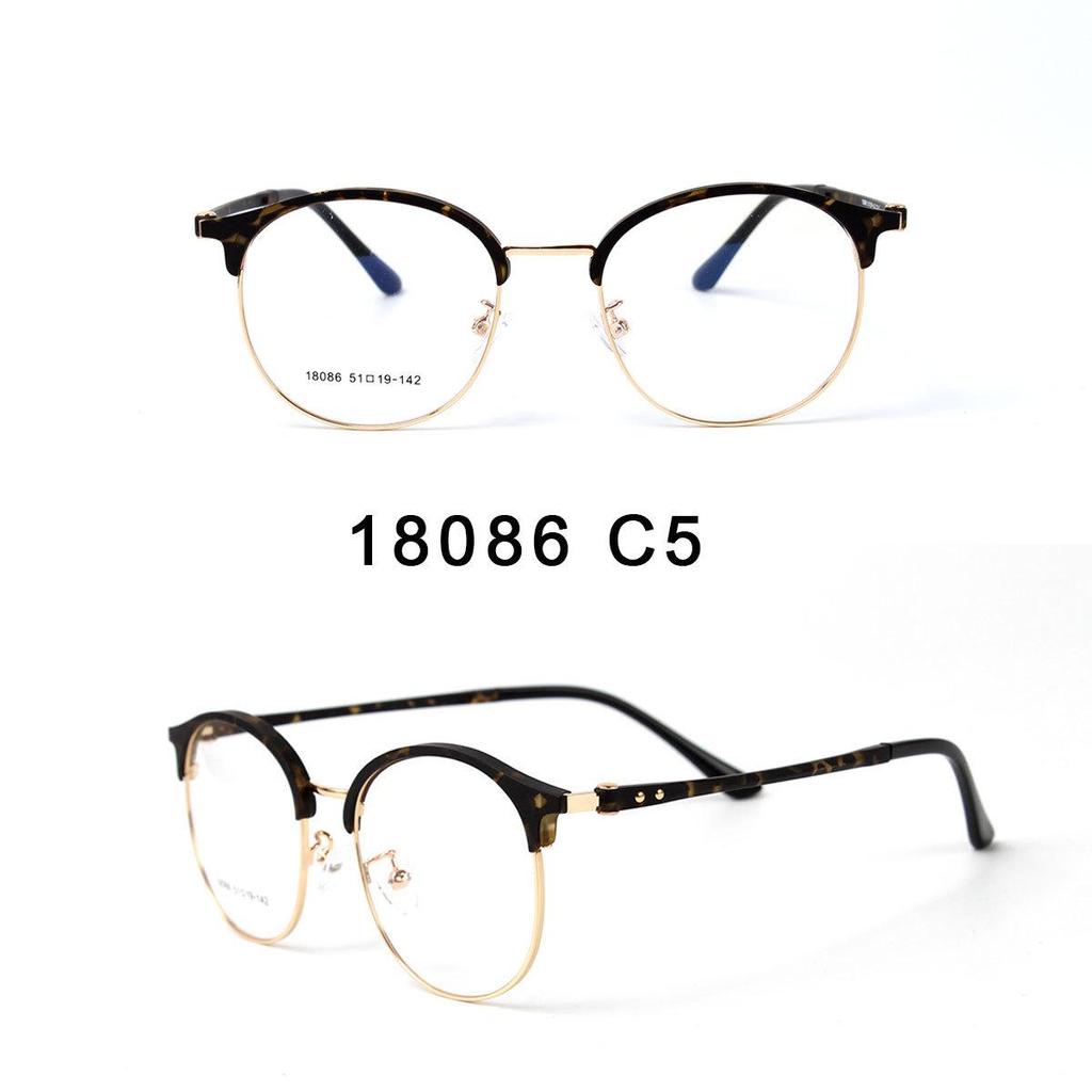 Retro Classic Half-Frame Round Glasses with Anti-Blue Light, Ultra-Light Plastic, Steel Legs - Unisex Myopia Eyewear
