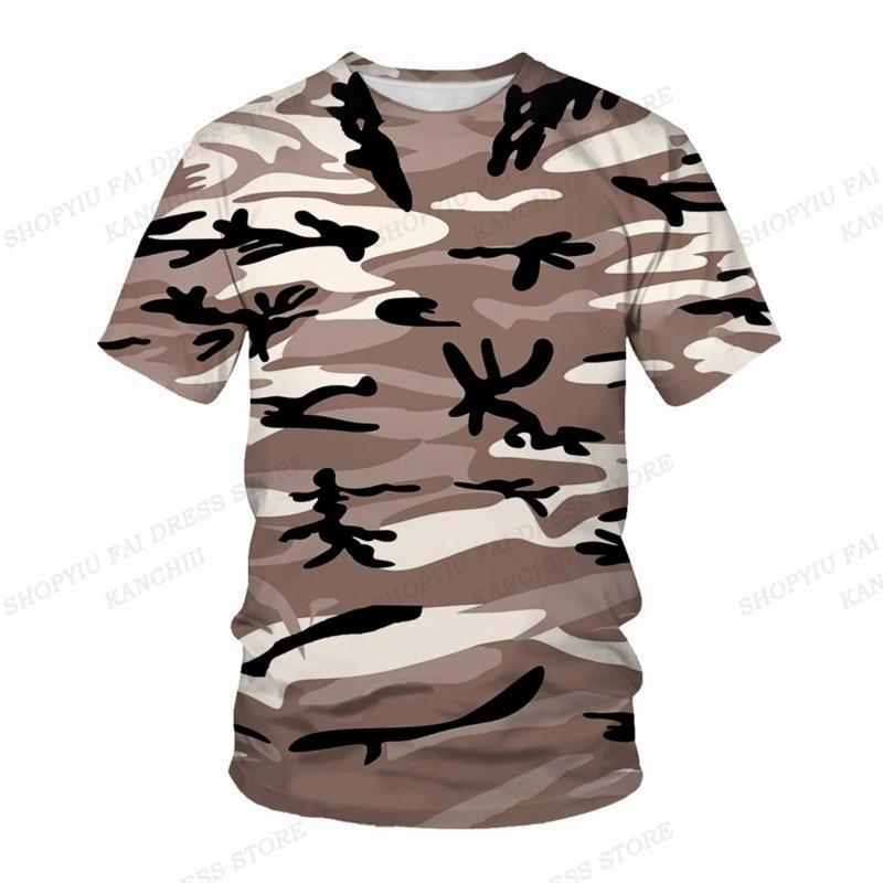 Sommer Camo T-Shirt Camouflage 3D Druck T-Shirt Herren Mode O-Ausschnitt Kurzarm T-Shirt Outdoor T-Shirt Kinder Oberteile Tee Fitness