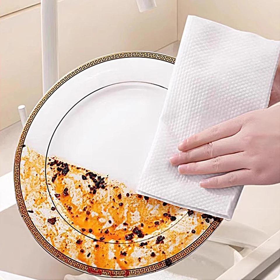 Kitchen Paper Disposable Hanging Kitchen Wipes Absorb Water and Oil Wet and Dry Enlarged and Thickened Non-woven Fabric  Cleaning Cloths