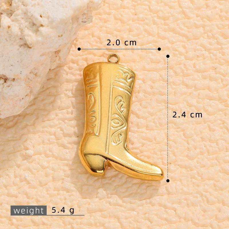 Western Cowboy Boot Stainless Steel Enamel Pendant - DIY Necklace & Bracelet Charm Jewelry.