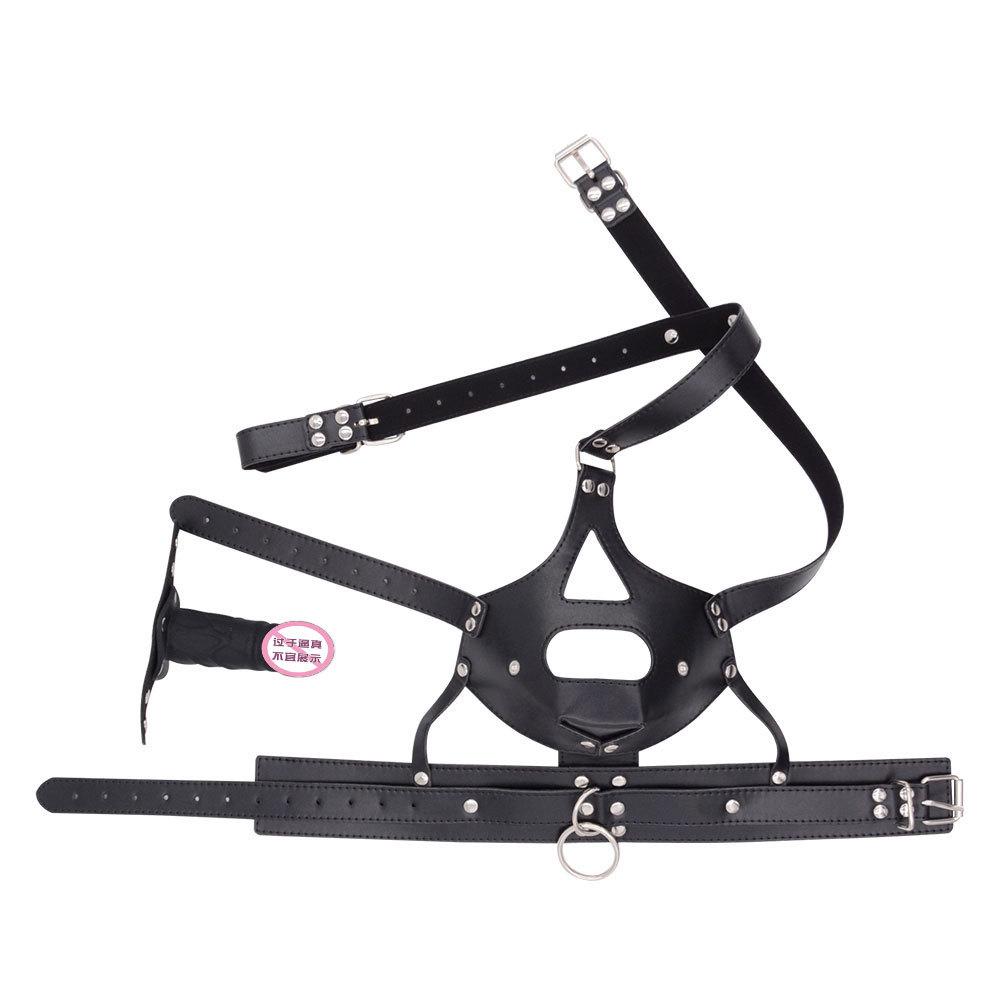 Horse Harness-Type Penis Ball Gag Mask Hat Sexy Training an Engine of Torture Adult Supplies Alternative Sex Toy SM Headgear