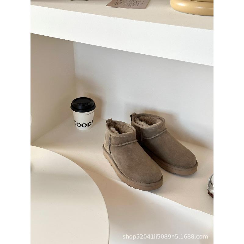 Fur integrated short tube i mini snow boots piled thickened thermal cotton boots