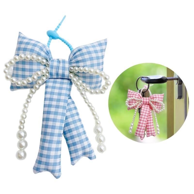 Bows Keychains for Women Cute Bowknot Beaded Keyring Charm Aesthetic Phone Chain Accessories Key Chain for Car Key