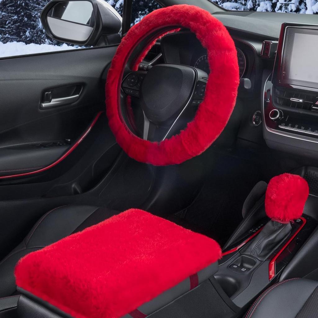 SEG Direct Auto Center Console Cover, Furry Car Armrest Cover, Soft Fluffy Middle Console Pad, Car Armrest Seat Box Cover For Women Men, Universal