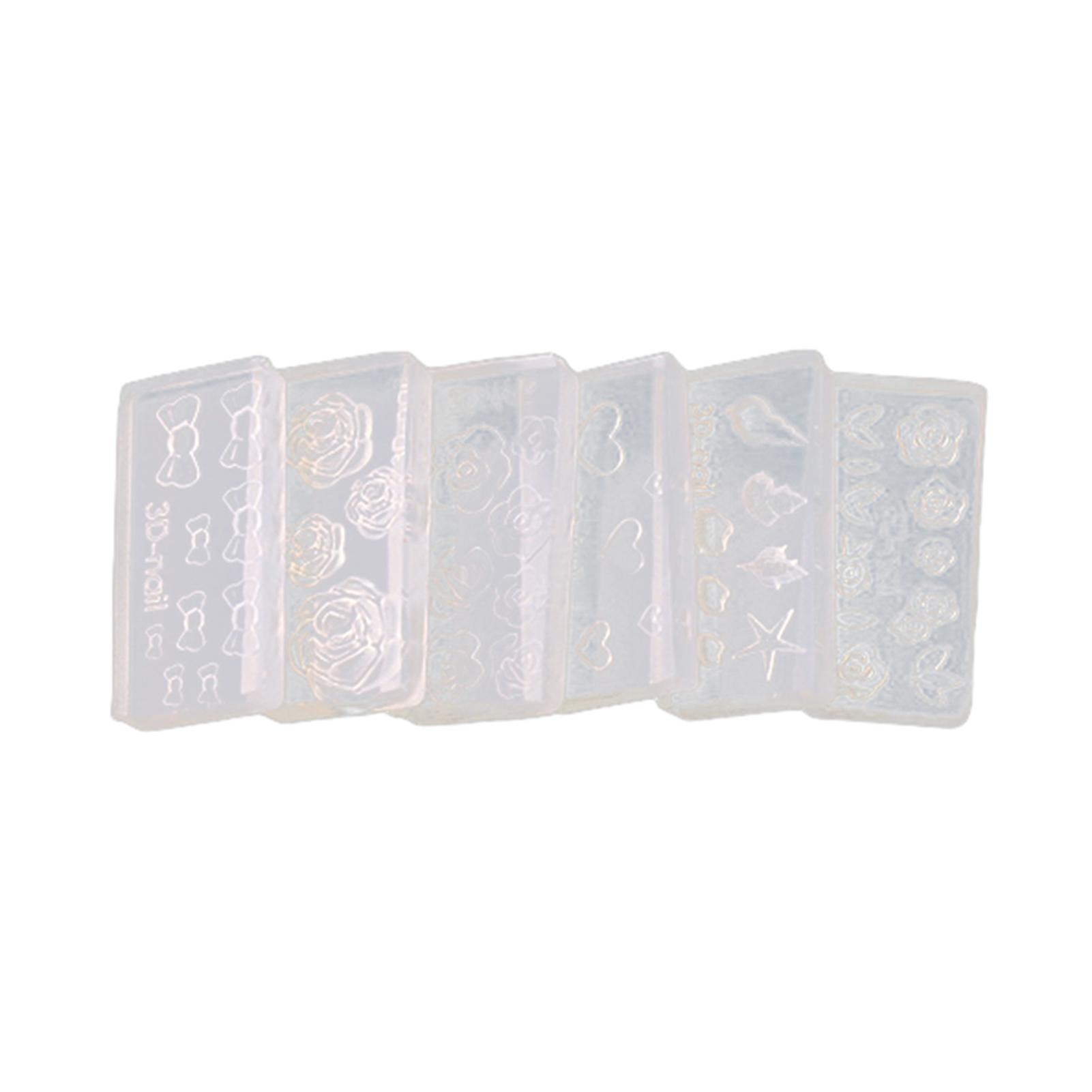 

6шт 3D акриловая форма для дизайна ногтей DIY цветок сердце бантом украшения формы