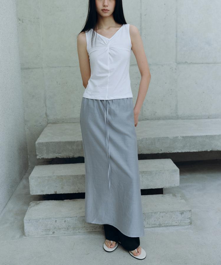 Kasel Sheer Long Skirt, Blue Gray