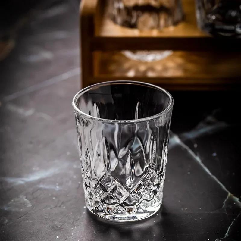 6pcs Spirits Cup 50ml Shot Glass Embossed Design Glass Wholesale Cups Small Capacity Wine Cup Engraved Household Chinese Tea Cup