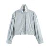 2026 Womens Street Fashion Stand Collar Zip Jacket Solid Color Loose Fit Casual Outerwear