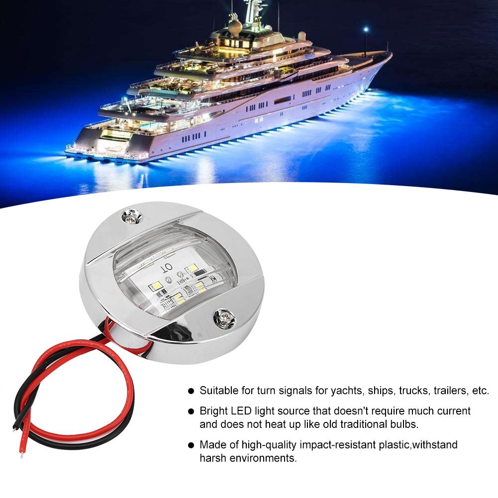 4 Stück Klarglas LED Runde Navigationsheckleuchte Weißes Licht 12V Chrom Wasserdicht für Boot Yacht LKW