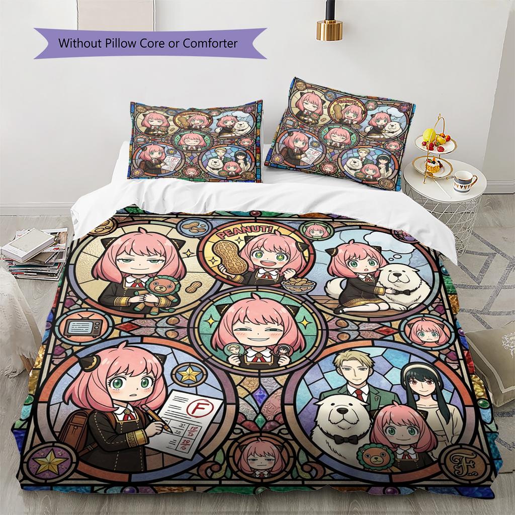 Anya Forger Pattern Bedding Quilt Set Quilt Cover Pillowcase Home Decoration Birthday Gift (1 * duvet cover + 2 * pillowcase, without core)
