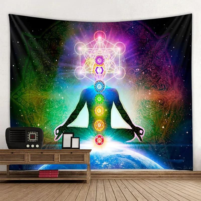 Home Decor Meditation Seven Chakra Tapestry Indian Buddha Wall Decor Mandala Tapestry Witchcraft Bohemian Hippie