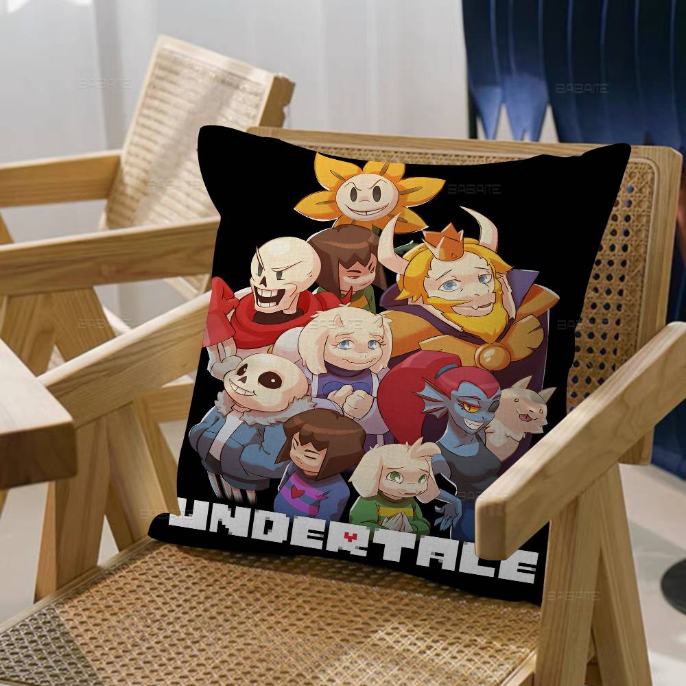 Anime Undertale Game Pillow Covers Cartoon Sofa Decorative Home Double-sided Printing Short Plush Cute Cushion Cover