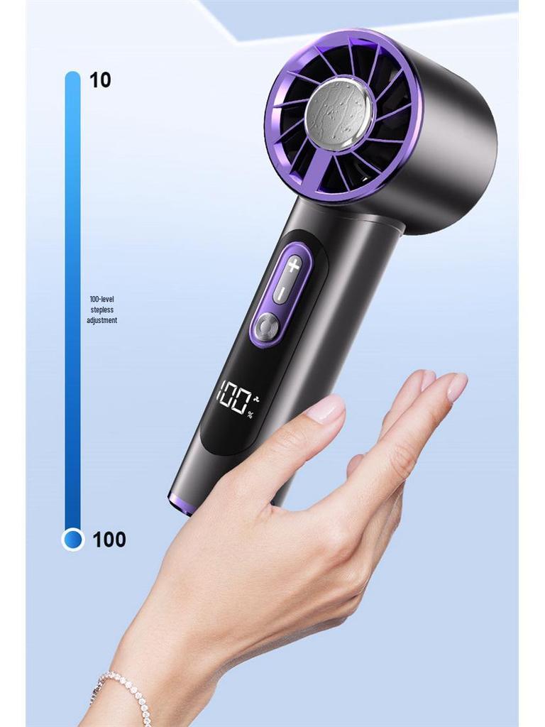 2025 Portable High-Speed Handheld Fan: Smart Digital Display, USB Rechargeable, Mini Size for Outdoor Use