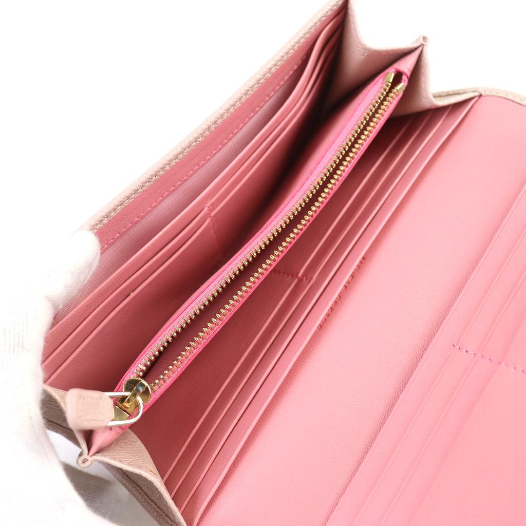 Excellent BVLGARI Purse Circle logo Metal clip flap leather long wallet 288178 Used