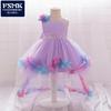 Girls' One-Year-Old Princess Gown with Puffy Skirt and Satin Bow