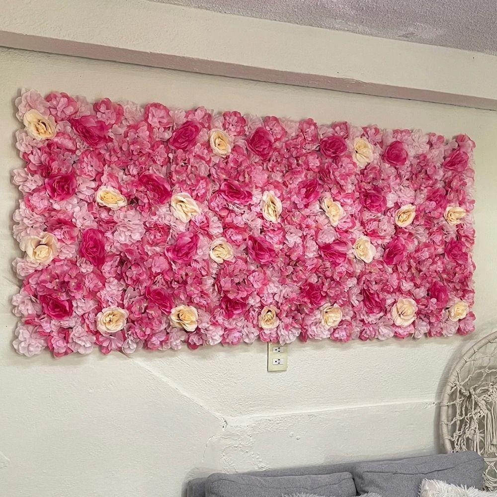 Realistic Artificial Flower Wall Panels 60X40cm Rose Wedding Background  Birthday Party