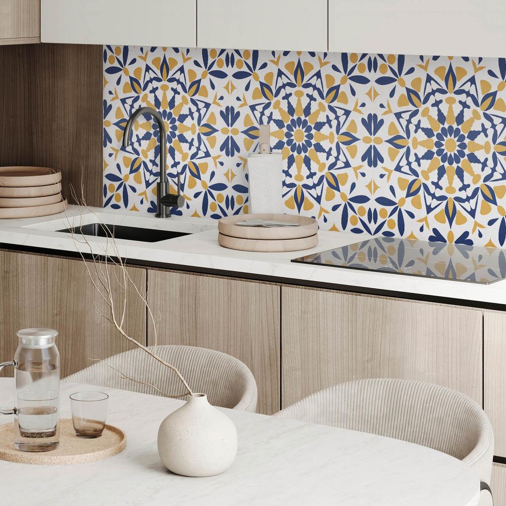 Decorative Self-Adhesive Vinyl Panel - For Hallway 100x50 cm Floral Pattern in Symmetry
