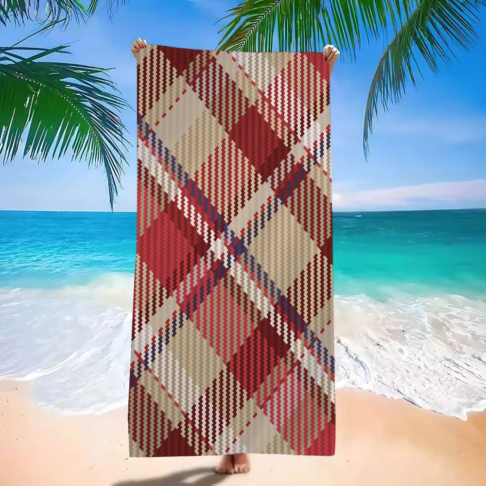 Scottish Tartan Print Beach Towel Colorful Bath Towels For Girl Microfiber Quick Dry Custom Sand Free Beach Yoga Spa Gym Pool