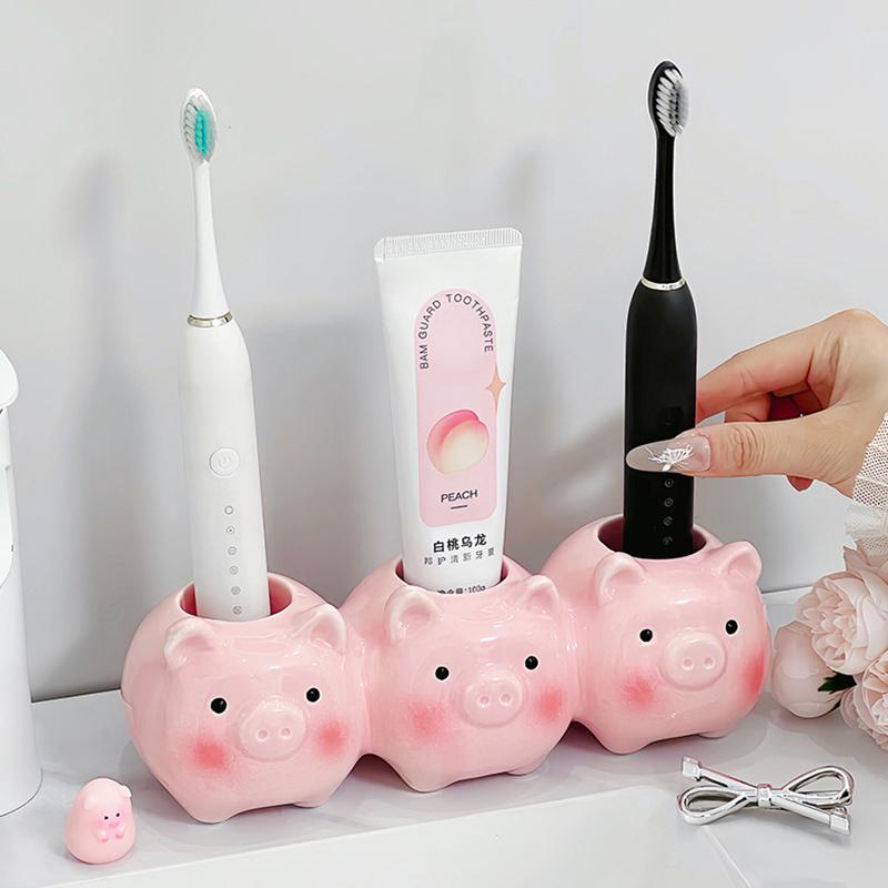 Ceramics Toothbrush Storage Racks Couple Electric-Toothbrush Holder Cute Cartoon Toothpaste Stand Bathroom Washbasin Rack