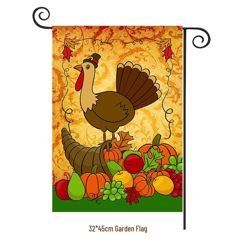Turkey Yard Decoration Flag: Halloween Pumpkin & Thanksgiving Festival Garden Flag