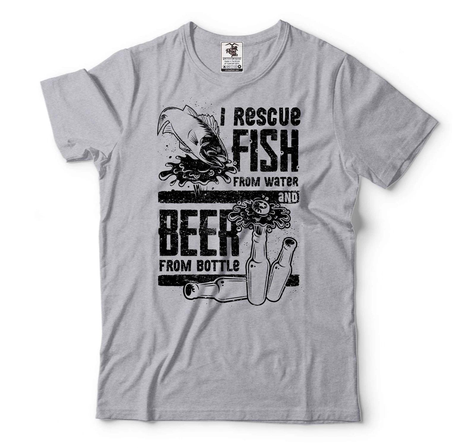 Fishing Shirt Funny Drinking Fishing Tee Drinking Beer Shirt Fathers Day Shirt S
