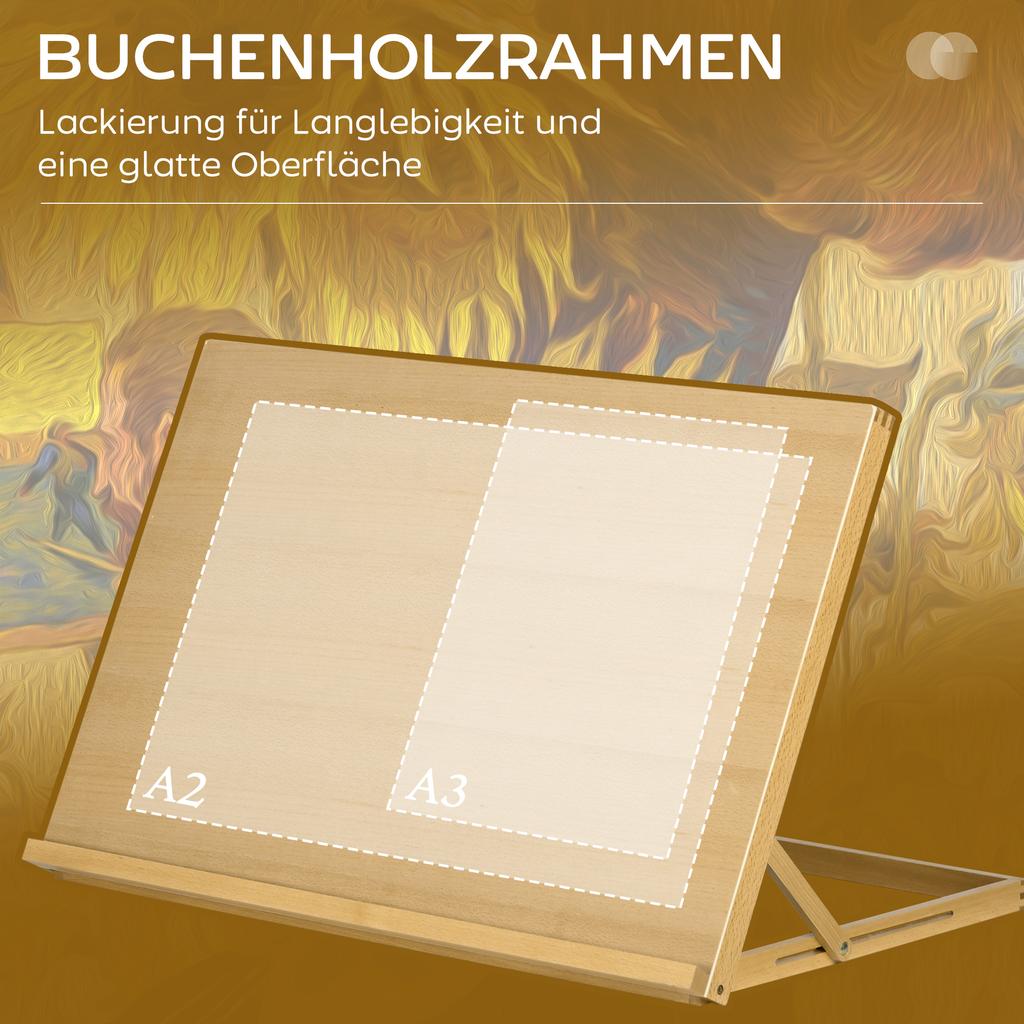 Tischstaffelei, faltbar, 75,8x51 cm, verstellbare Tischstaffelei aus Buchenholz