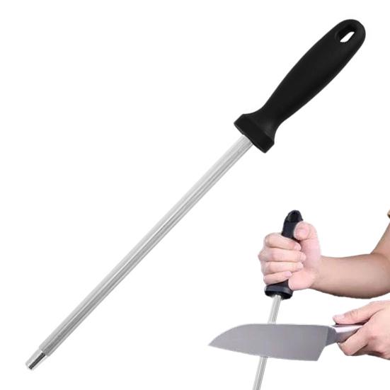 Profesjonell slipestang av høykarbonstål for kjøkkenkniver, slakterverktøy med sklisikkert ergonomisk håndtak
