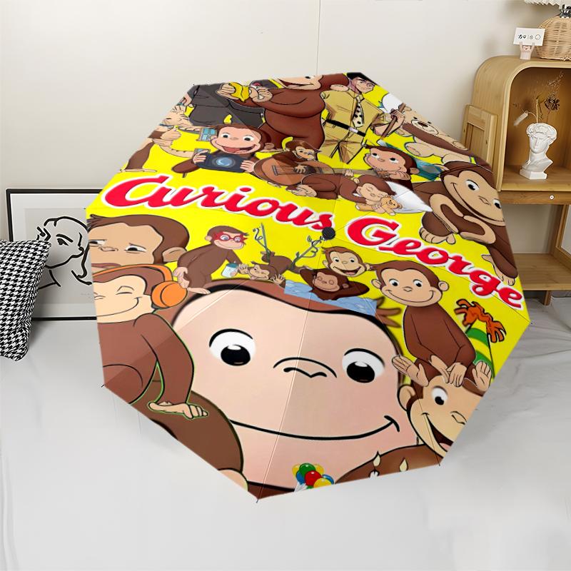 1pc Curious George Umbrella, Sun Protection, And UV Shielding. It Has Eight Sturdy Ribs for Outdoor Use And Perfect Gift