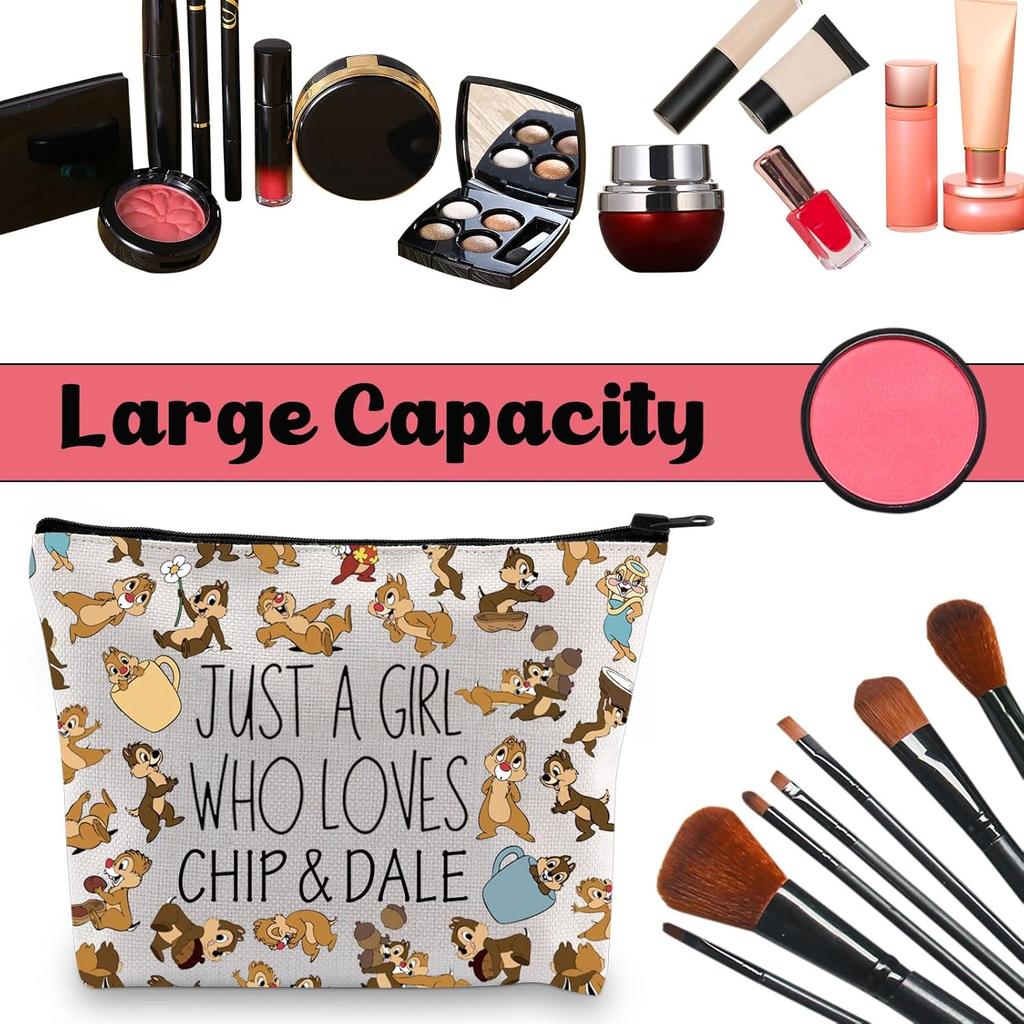 JNIAP CHIP& DALE Gift Cartoon Movie Gift Zipper Makeup Pouch Bag for Squirrel Lovers (C D)