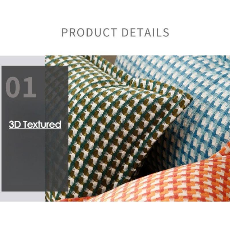 Plaid Linen Throw Pillow - Vintage Houndstooth Cushion Cover for Sofa, Bedroom, Office Chair & Bohemian Decor