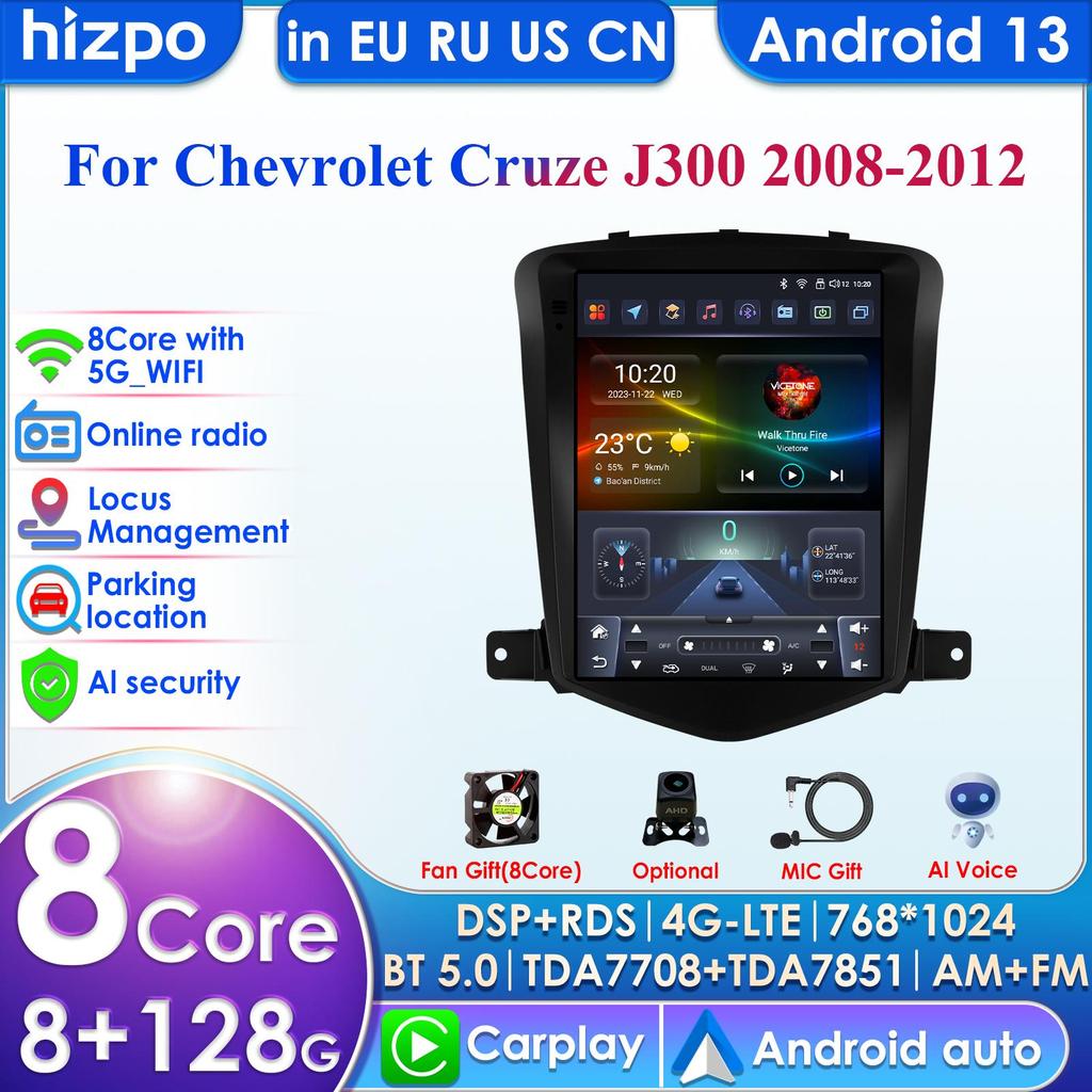 Carplay 4G-LTE 7862 DSP 9,7 ''2 Din Android Autoradio für Chevrolet Cruze J300 2008 2009 2010 2011 2012 Intelligenter Bildschirm Multimedia Video GPS RDS