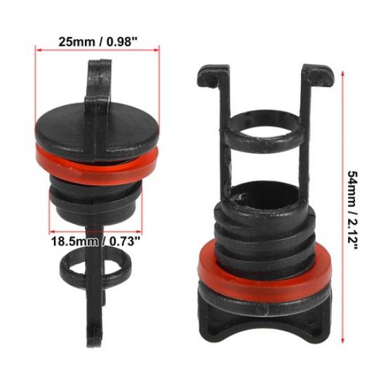 TWO Kayak Drain Plug Nylon Thread Drain Stopper for Kayak Boat Black Universal