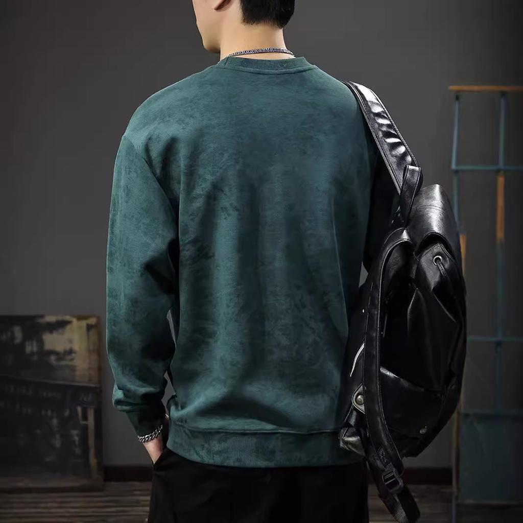 Autumn And Winter Heavy Tie-Dye Washed Men'S Sweater American Trendy Brand Printing Long-Sleeved Autumn Loose Casual Jacket