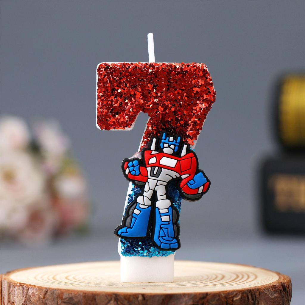 Handmade High-Quality Transformers Cartoon Cake Candle for Children's Birthday