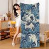 Wave Landscape Japanese Wall Art Beach Towel Bath Towels for Girl Microfiber Quick Dry Custom Sand Free Beach Yoga Spa Gym Pool
