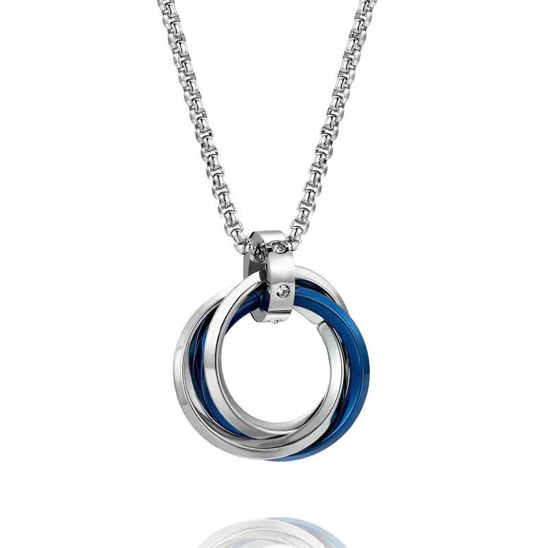 Three-ring Male Ins Trendy and Cool Simple Ring Couple Accessories Necklace Pendant