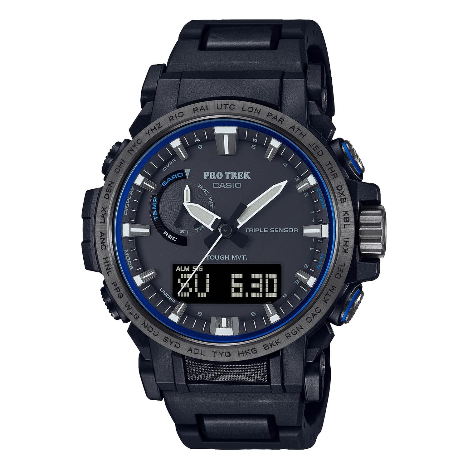 

Casio Чоловічий чорний сонячний радіокерований годинник Pro Trek Climber Line PRW-61FC-1JF з біомасового пластику