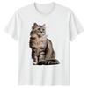 Elegant Fluffy Cat Watercolor Design T-Shirt Cat Lovers Pets Animals Birthday