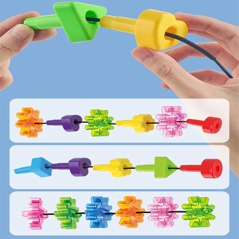 Toddler Pegs Board Game Montessori Toys Gears Block Stacking Play DIY Creative Threading Game Color Cognition Educational Toys