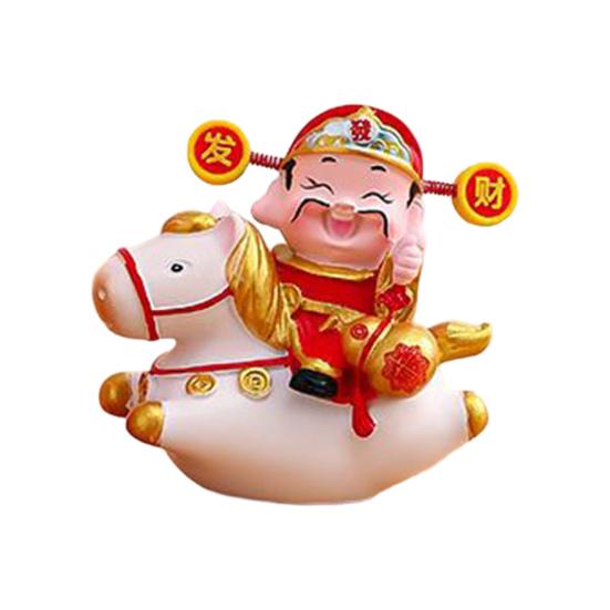 Čínské zvěrokruhové koňské sošky Rok koně Roztomilá otočná figurka koně Pryskyřice Šťastná Feng Shui ozdoba pro domácnost, kancelář, obchod Stolní dekorace