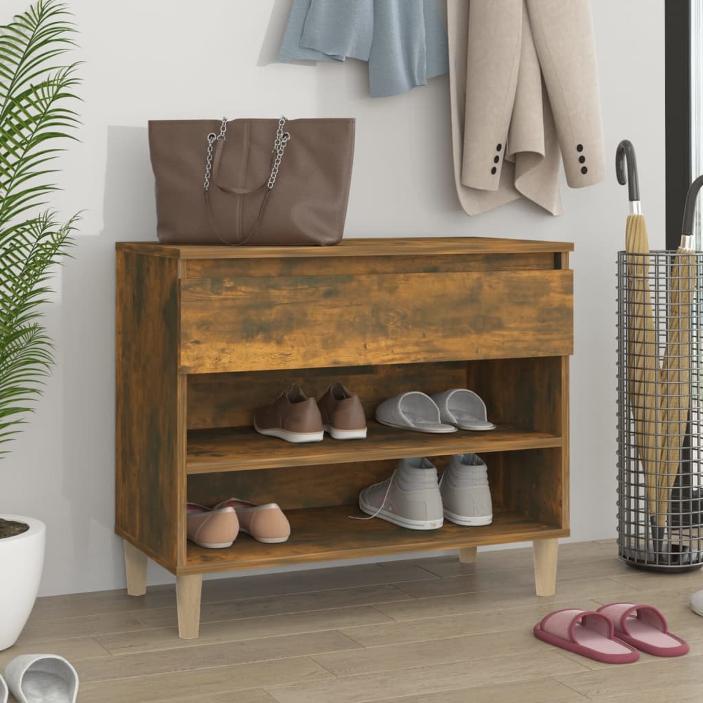 Shoe Rack Smoked Oak 70 x 36 x 60 cm Wood Based Material