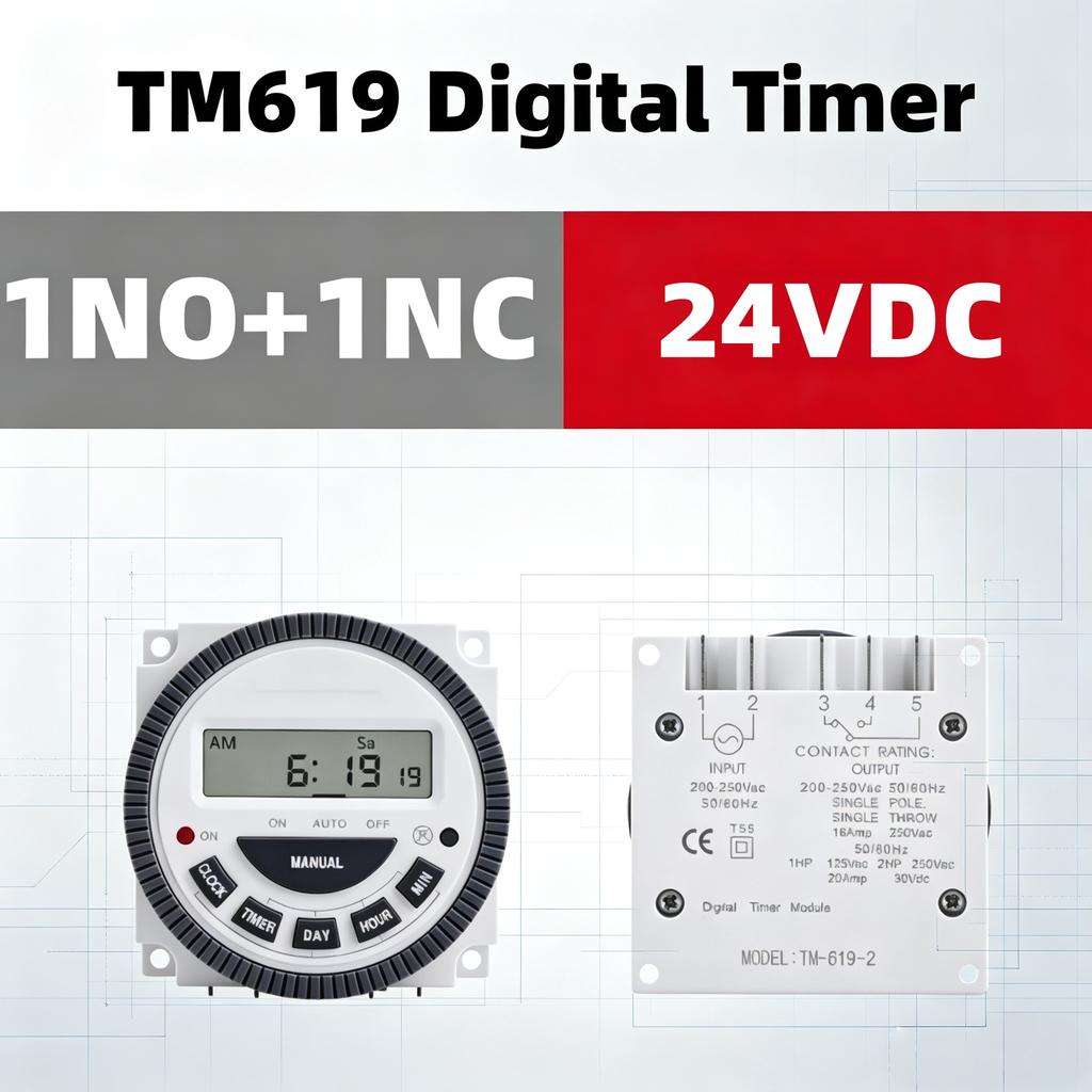 TM619 Digital Timer 7 Days Weekly Programmable Lighting Switch 12V 24V 110V 220V CN304 LCD 16 ON/OFF Time Relay 1NO 1NC3