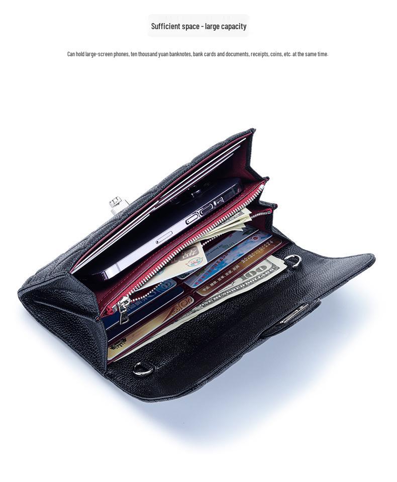 Luxus Rindsleder Kaviar Muster Kette Umhängetasche: Damenmode Multifunktionale Geldbörse & Clutch aus echtem Leder