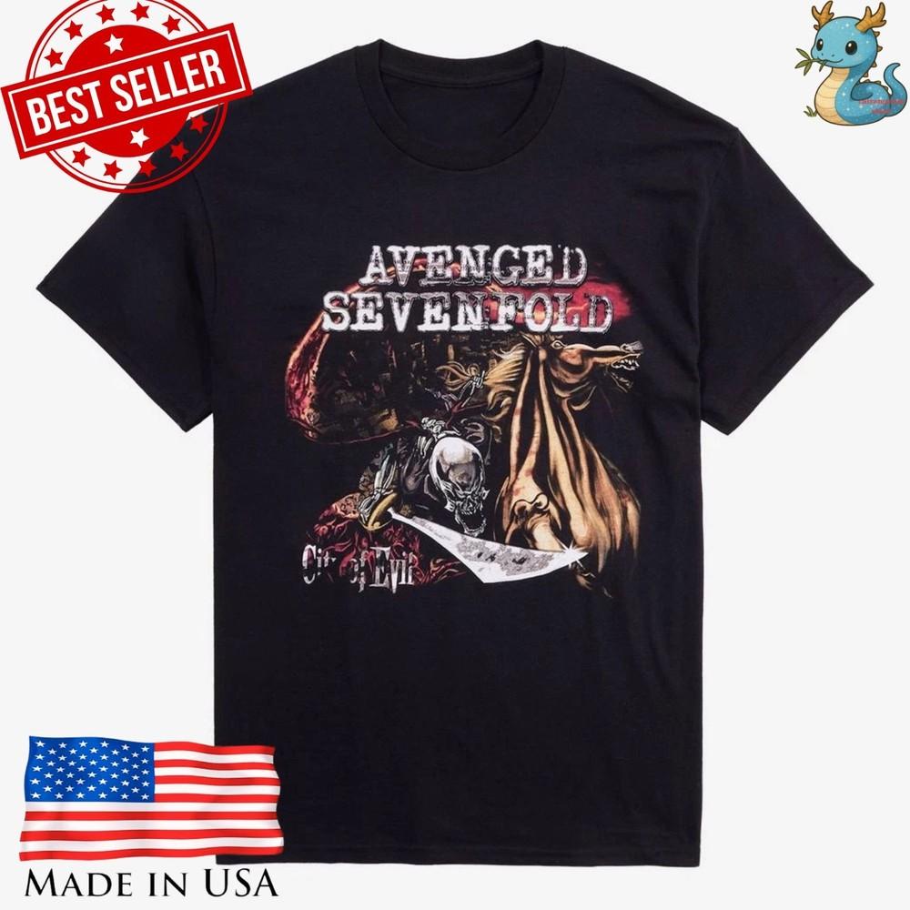 Avenged Sevenfold City of Evil Перепечатка Футболка 20-летие A7X Унисекс Футболка S